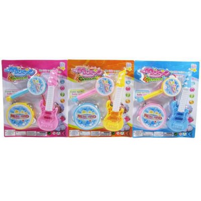 baby plastic toy Baby bell(Guitar,tambourine,rattle drum,pink/yellow/blue) baby bell for kids baby tambourines and drums